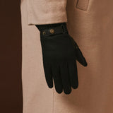 Fabrizio (black) – Tweed men's gloves with touchscreen capability and adjustable snap button