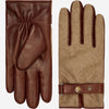 Fabrizio (brown) - Italian tweed men’s gloves with touchscreen capability and adjustable snap button
