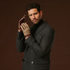 Fabrizio (brown) - Italian tweed men’s gloves with touchscreen capability and adjustable snap button