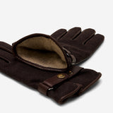 Fabrizio (dark brown) - Italian tweed men’s gloves with touchscreen capability and adjustable snap button