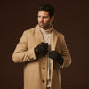 Fabrizio (dark brown) - Italian tweed men’s gloves with touchscreen capability and adjustable snap button