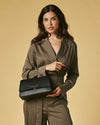 Federica (black) - Italian calf leather women's crossbody bag (with shoulder strap)
