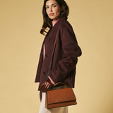 Federica (cognac) - Italian calf leather women's crossbody bag (with shoulder strap)