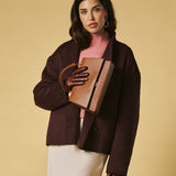 Federica (cognac) - Italian calf leather women's crossbody bag (with shoulder strap)