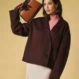 Federica (cognac) - Italian calf leather women's crossbody bag (with shoulder strap)
