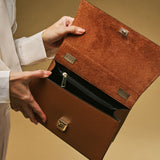 Federica (cognac) - Italian calf leather women's crossbody bag (with shoulder strap)