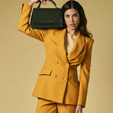 Federica (green) - Italian calf leather women's crossbody bag (with shoulder strap)