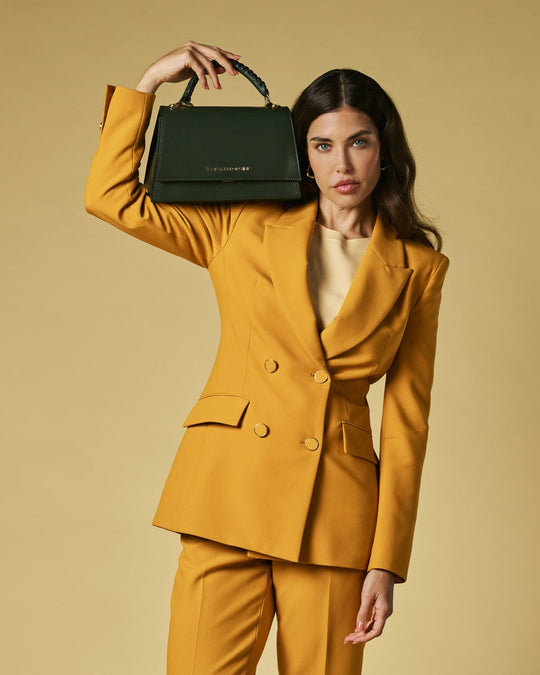 Federica (green) - Italian calf leather women's crossbody bag (with shoulder strap)