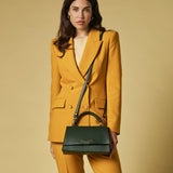 Federica (green) - Italian calf leather women's crossbody bag (with shoulder strap)