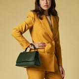 Federica (green) - Italian calf leather women's crossbody bag (with shoulder strap)
