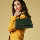 Federica (green) - Italian calf leather women's crossbody bag (with shoulder strap)