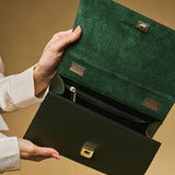 Federica (green) - Italian calf leather women's crossbody bag (with shoulder strap)