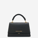 Federica (black) - Italian calf leather women's crossbody bag (with shoulder strap)