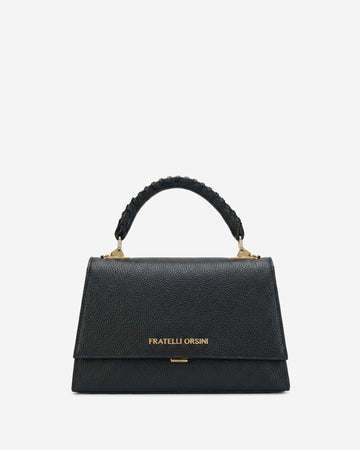 Federica (black) - Italian calf leather women's crossbody bag (with shoulder strap)