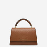 Federica (cognac) - Italian calf leather women's crossbody bag (with shoulder strap)