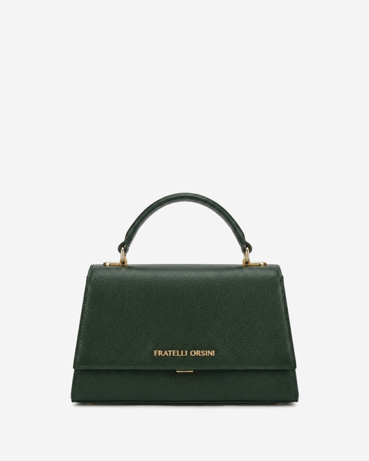 Federica (green) - Italian calf leather women's crossbody bag (with shoulder strap)
