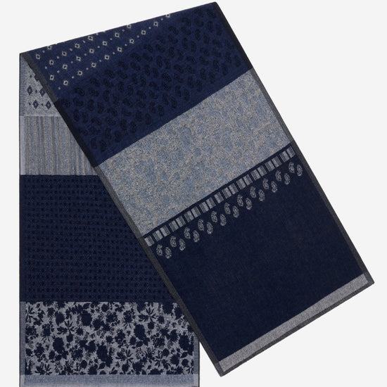 Federico (grey/blue) - warm and soft Italian scarf from wool blend  - Leather Gloves Online - Luxury Italian Scarf - 1