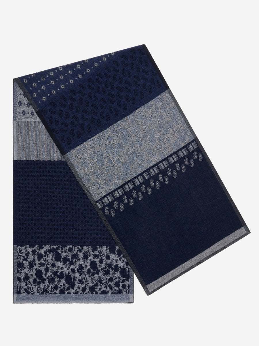 Federico (grey/blue) - warm and soft Italian scarf from wool blend  - Leather Gloves Online - Luxury Italian Scarf - 1
