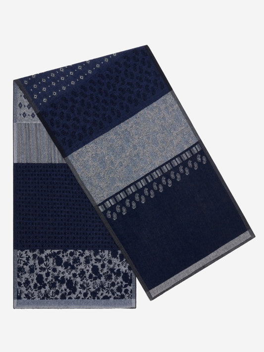 Federico (grey/blue) - warm and soft Italian scarf from wool blend  - Leather Gloves Online - Luxury Italian Scarf - 1