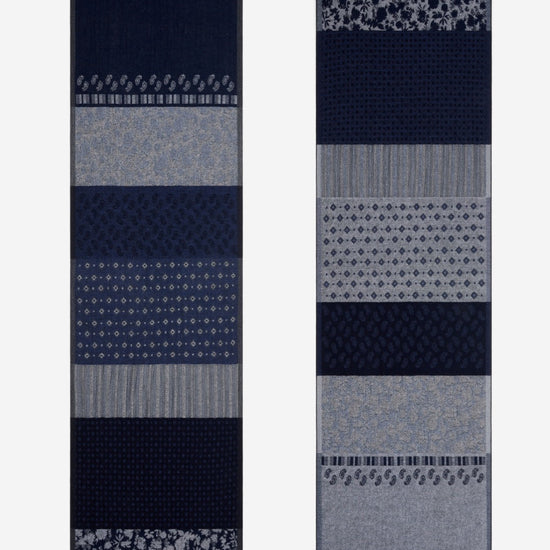 Federico (grey/blue) - warm and soft Italian scarf from wool blend  - Leather Gloves Online - Luxury Italian Scarf - 3