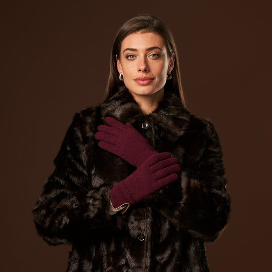 Florentina (red) - Handmade Italian knitted wool gloves with luxurious cashmere lining - Leather Gloves Online - Luxury Leather Gloves - 4