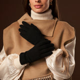 Florentina (black) - Handmade Italian knitted wool gloves with luxurious cashmere lining