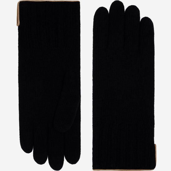 Florentina (black) - Handmade Italian knitted wool gloves with luxurious cashmere lining - Leather Gloves Online - Luxury Leather Gloves - 1