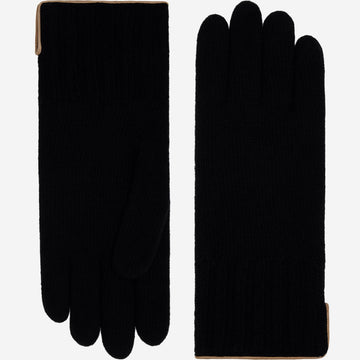 Florentina (black) - Handmade Italian knitted wool gloves with luxurious cashmere lining - Leather Gloves Online - Luxury Leather Gloves - 1