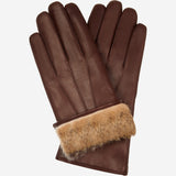 Francesca (brown) - Italian lambskin leather gloves with brown fur lining