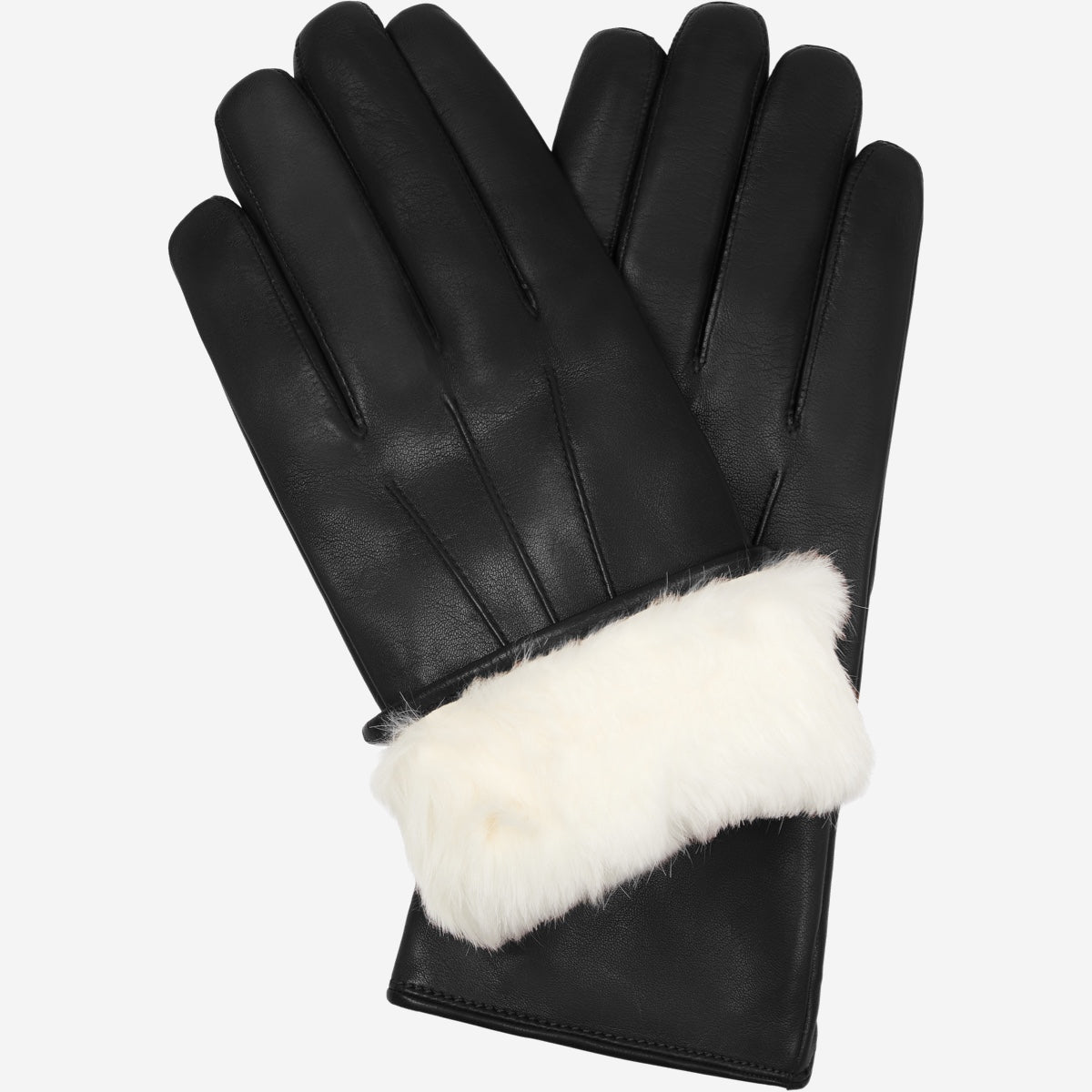 Women's Drum Dyed Lamb Leather Gloves with Luxurious Rabbit Fur Trim