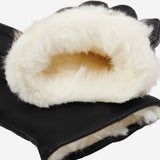 Francesca (black) - Italian lambskin leather gloves with white fur lining