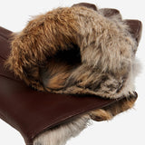 Francesca (brown) - Italian lambskin leather gloves with brown rabbit fur lining