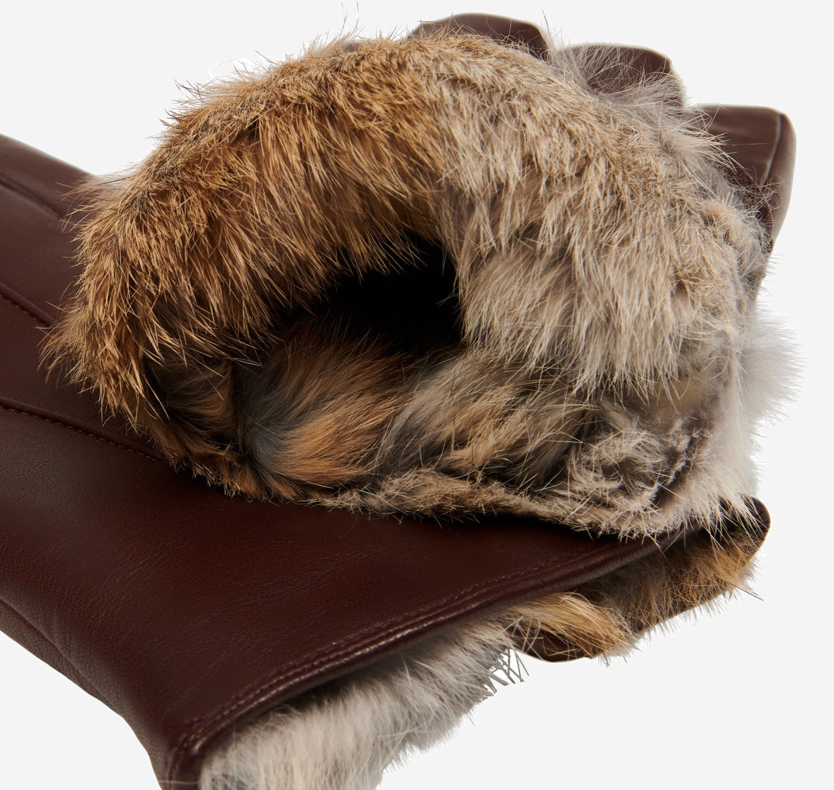 Francesca (brown) - Italian lambskin leather gloves with brown rabbit fur lining - Leather Gloves Online - Luxury Leather Gloves - 3
