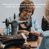 Violetta (brown) - Tweed women's gloves with touchscreen capability and adjustable snap button