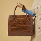 Patrizia (brown) - Italian calf leather womens handbag (with shoulder strap)