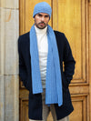 Napoli (light blue) - 100% cashmere ribbed scarf (unisex)- Leather Gloves Online - Luxury Italian Scarf - 16