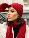 Milano (red) - 100% cashmere ribbed beanie (unisex) - Leather Gloves Online - Luxury Beanie - 13