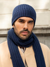 Milano (navy blue) - 100% cashmere ribbed beanie (unisex)- Leather Gloves Online - Luxury Beanie - 15