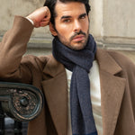 Cashmere Scarf Blue & Brown Men Riccardo - Leather Gloves Online® - Luxury Leather Gloves - Made in Italy - 10