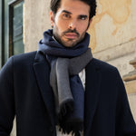 Wool Scarf Blue & Dark Grey Men Romeo - Leather Gloves Online® - Luxury Leather Gloves - Made in Italy - 9