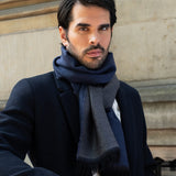 Wool Scarf Blue & Dark Grey Men Romeo - Leather Gloves Online® - Luxury Leather Gloves - Made in Italy - 11