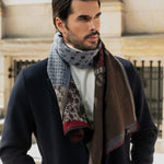 Red/Blue Italian Scarf Men Federico - Leather Gloves Online® - Luxury Leather Gloves - Made in Italy - 11