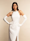 Gabriella (white) - Italian unlined 16-button length leather bridal / opera gloves - Leather Gloves Online - Luxury Leather Gloves - 1