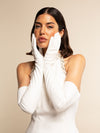 Gabriella (white) - Italian unlined 16-button length leather bridal / opera gloves - Leather Gloves Online - Luxury Leather Gloves - 2