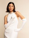 Gabriella (white) - Italian unlined 12-button length leather bridal / opera gloves - Leather Gloves Online - Luxury Leather Gloves - 5