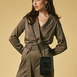 Giada (black) - Women's crossbody phone wallet with shoulder strap