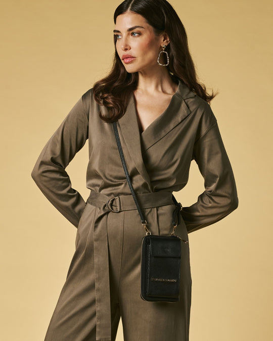 Giada (black) - Women's crossbody phone wallet with shoulder strap