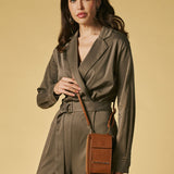 Giada (cognac) - Women's crossbody phone wallet with shoulder strap