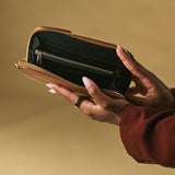 Giada (cognac) - Women's crossbody phone wallet with shoulder strap