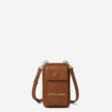 Giada (cognac) - Italian women's crossbody phone wallet with shoulder strap